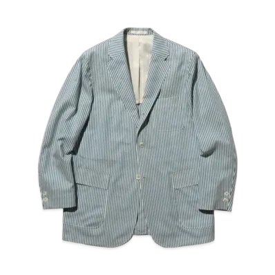BEAMS 3B Box fit Wool Stripe "Blue"