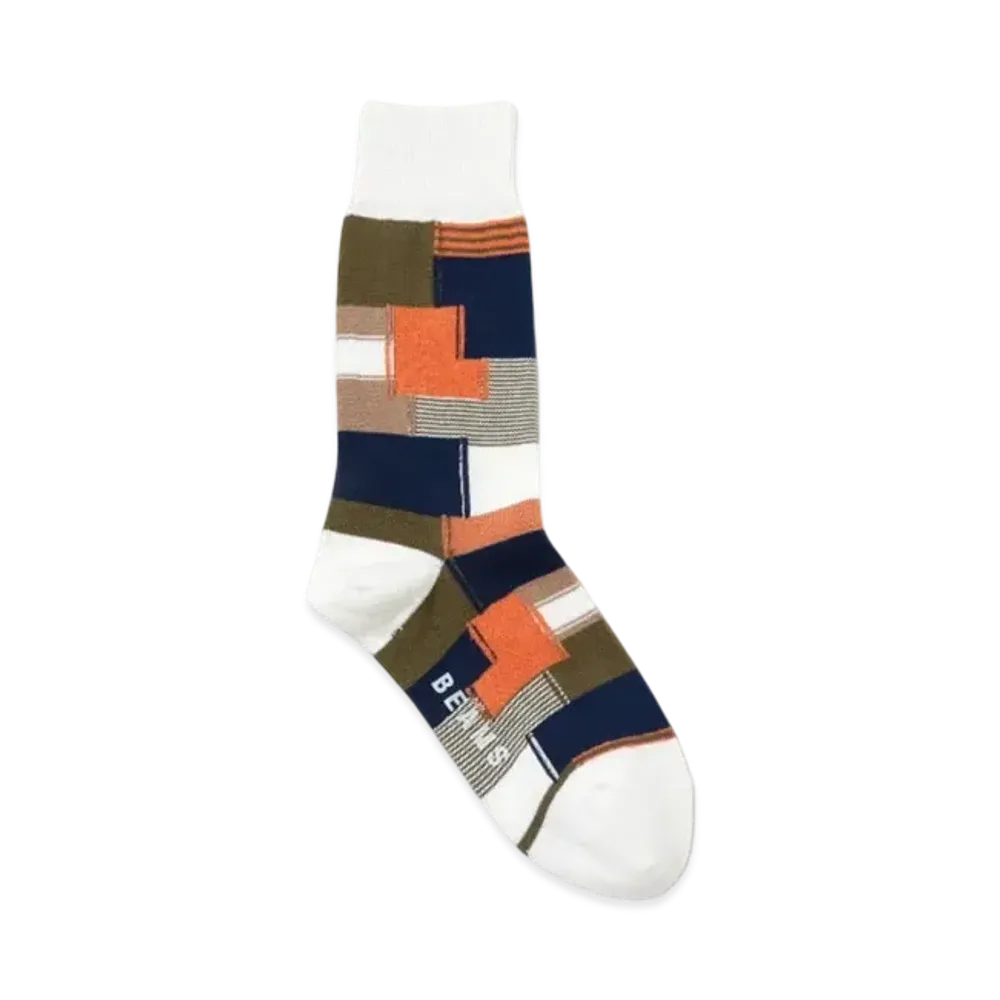 BEAMS Patchwork Socks "OffWhite"