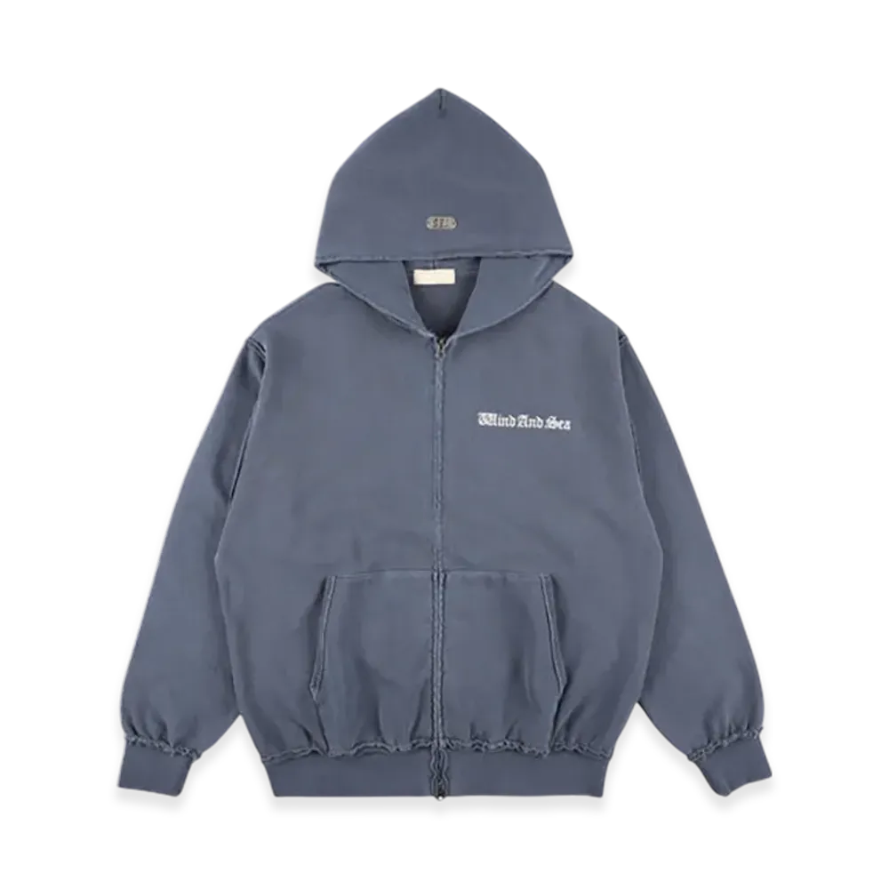 WIND AND SEA Damage Pigment Zip Up Sweatshirt "Blue"