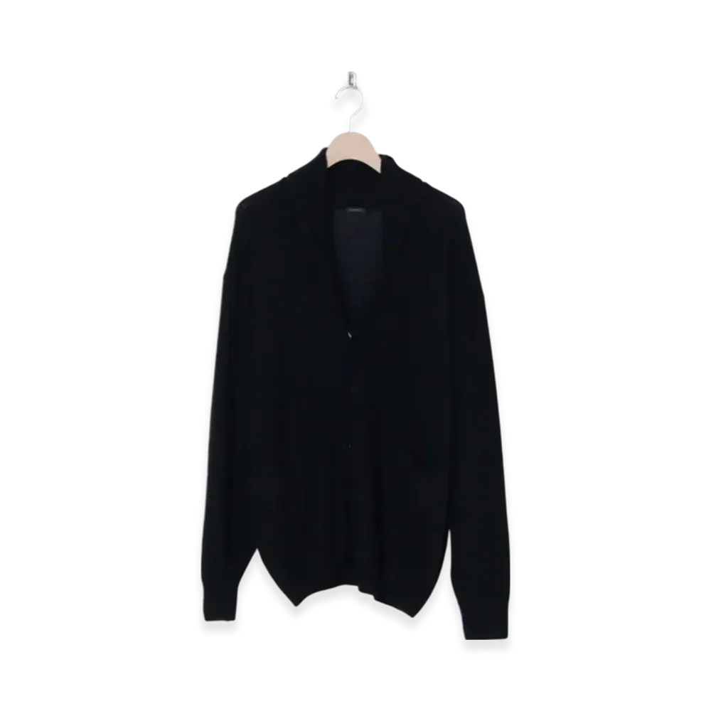 COMOLI Cashmere Shawl Collar Knit Jacket "Navy"