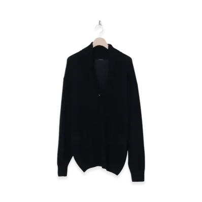COMOLI Cashmere Shawl Collar Knit Jacket "Navy"