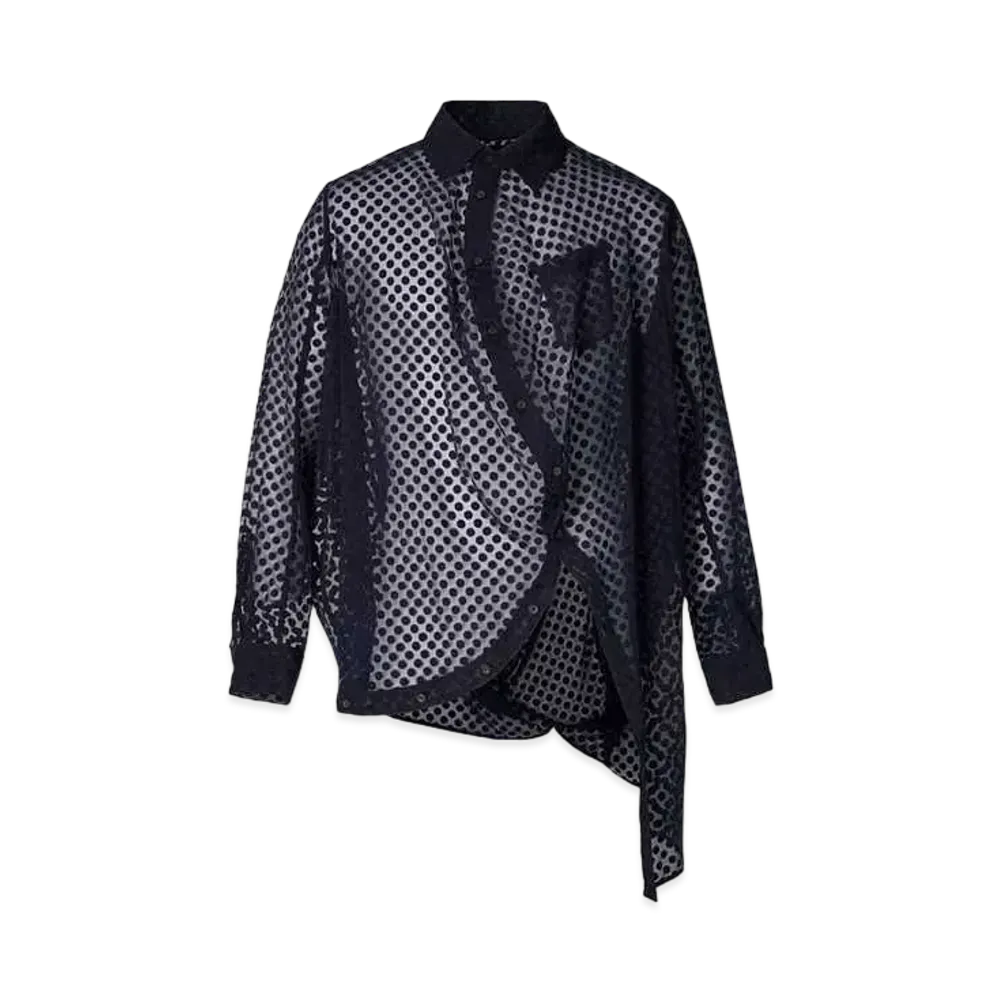 ANREALAGE Dot Organdy Ball Blouse "Navy"
