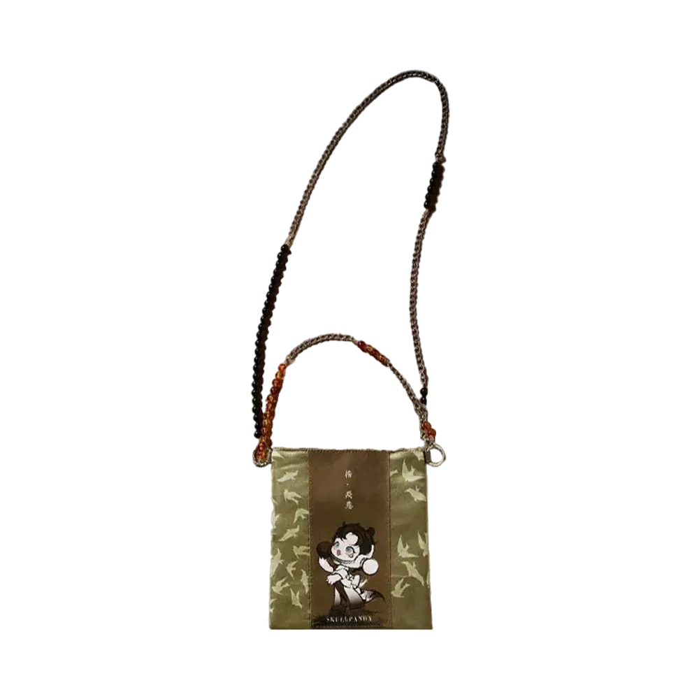 POP MART SKULLPANDA The Ink Plum Blossom Beaded Strap Mini Bag