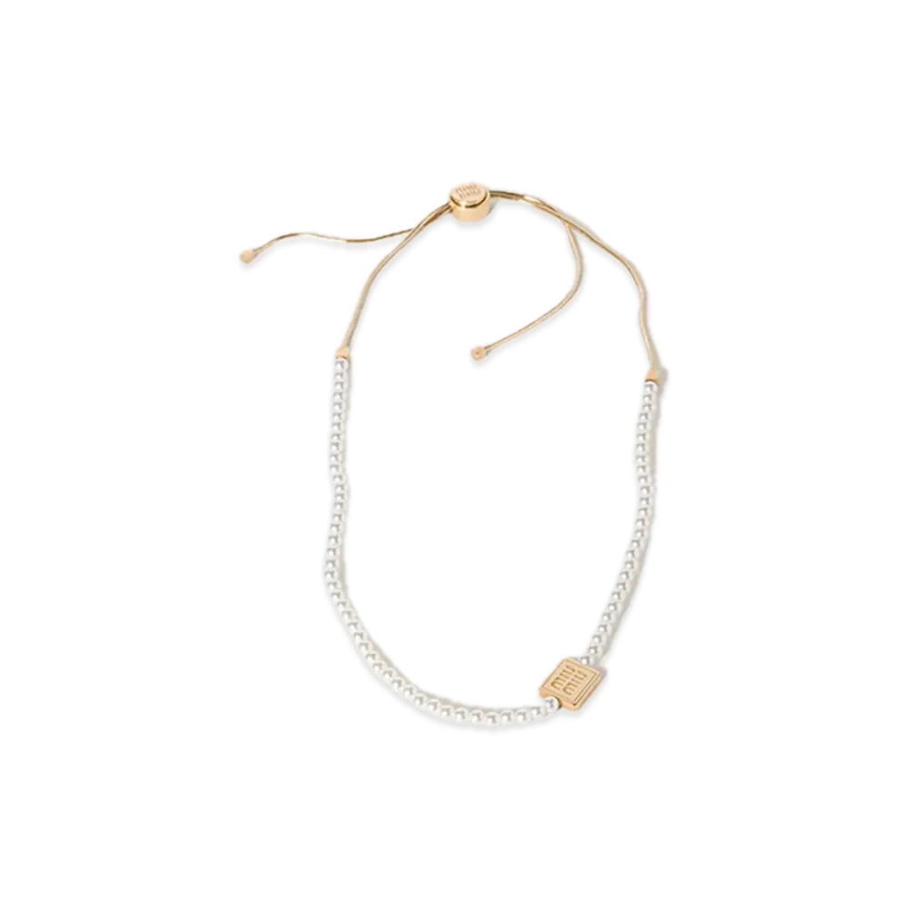 MIU MIU Pearl / Metal Choker "Gold/Cream White"