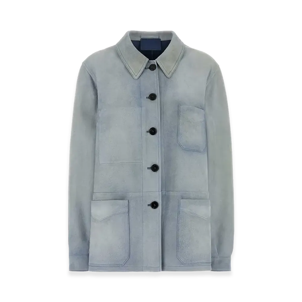 PRADA Women's Suede Jacket "Light Blue"
