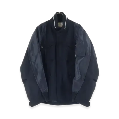 sacai Wool Melton Nylon Twill Blouson "Black"