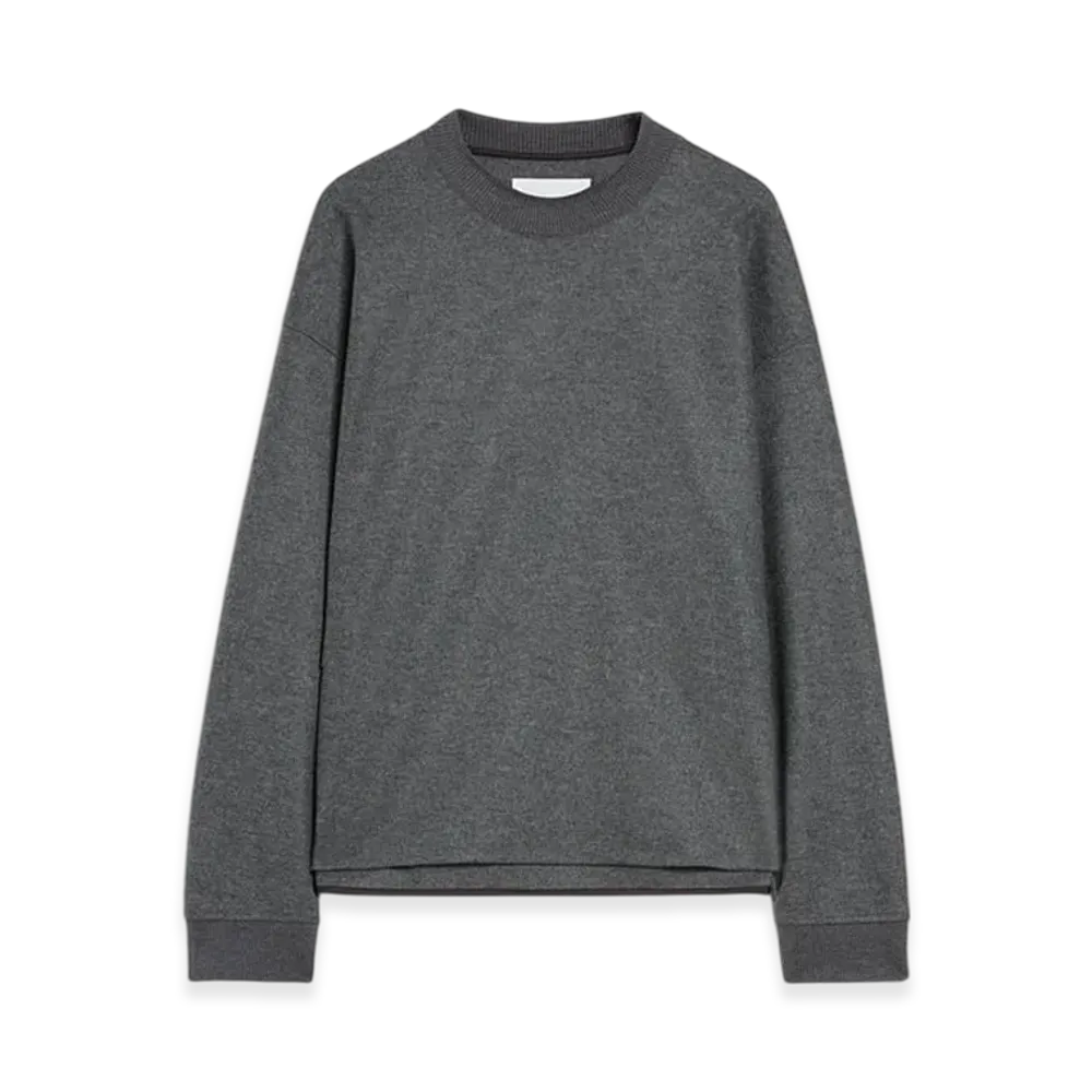 Jil Sander Wool Melton Crew-Neck Sweatshirt "Ash Grey"