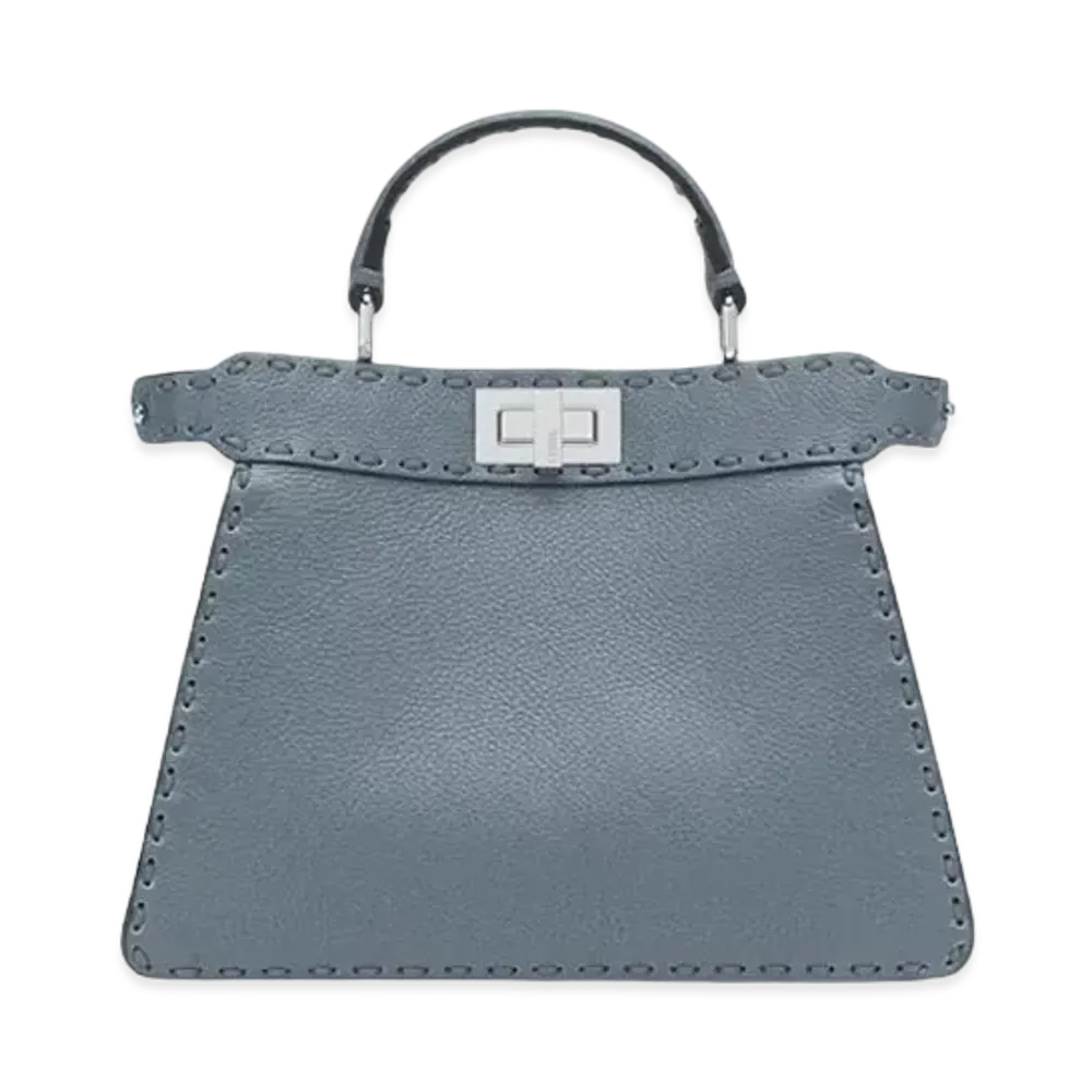 FENDI Peekaboo ISeeU Small Selleria Bag with 556 Hand-Sewn Topstitches "Blue"