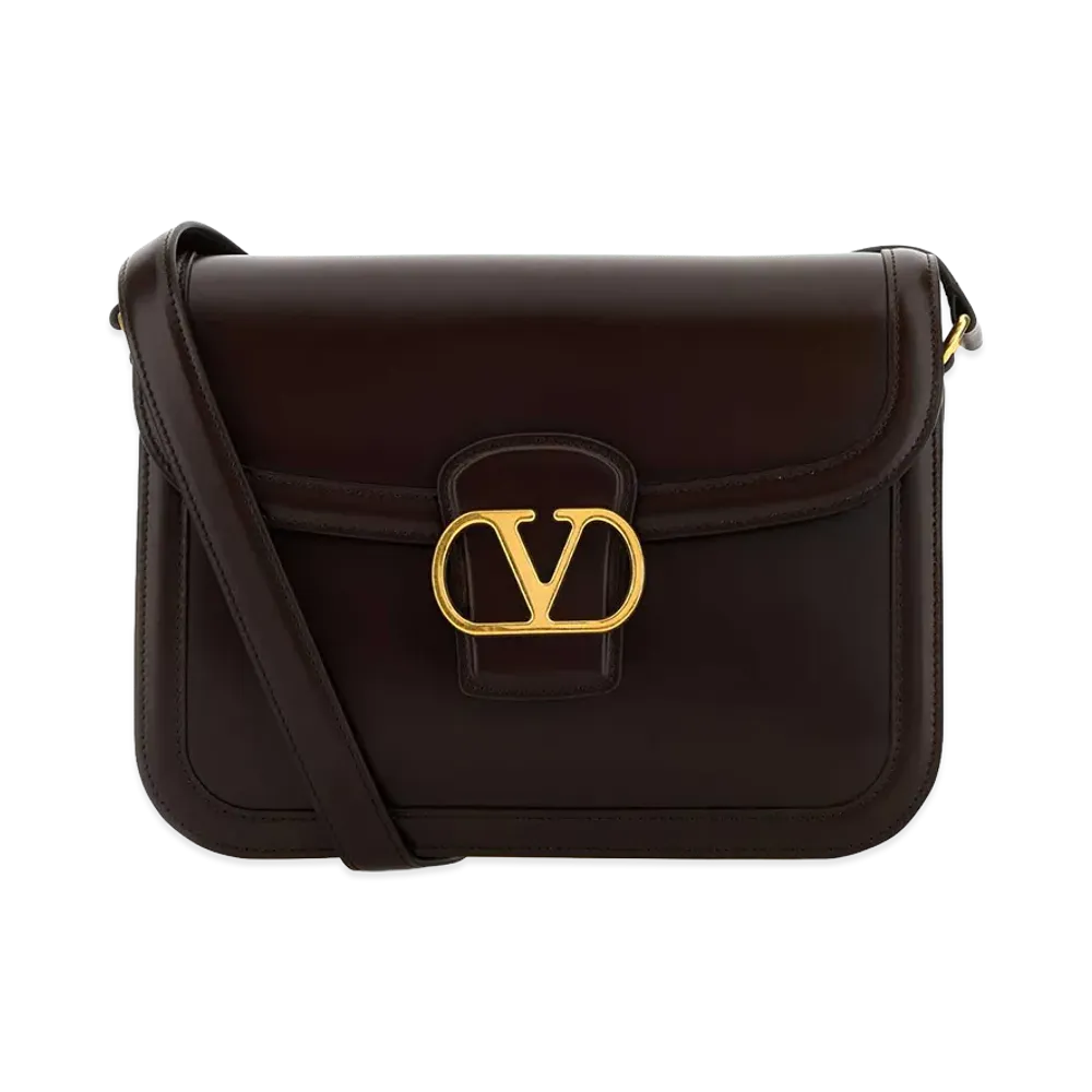 Valentino Women's Leather 9to5 Shoulder Bag "Dark Brown"