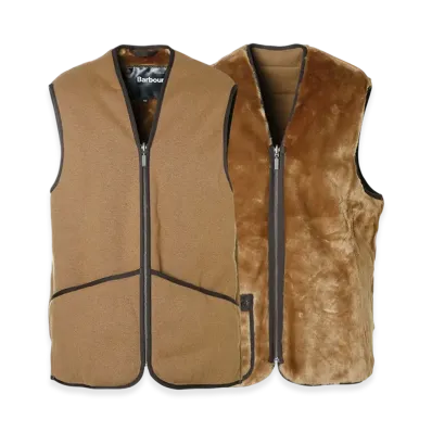 Barbour Warm Pile Waistcoat Zip-In Liner Vest "Brown"