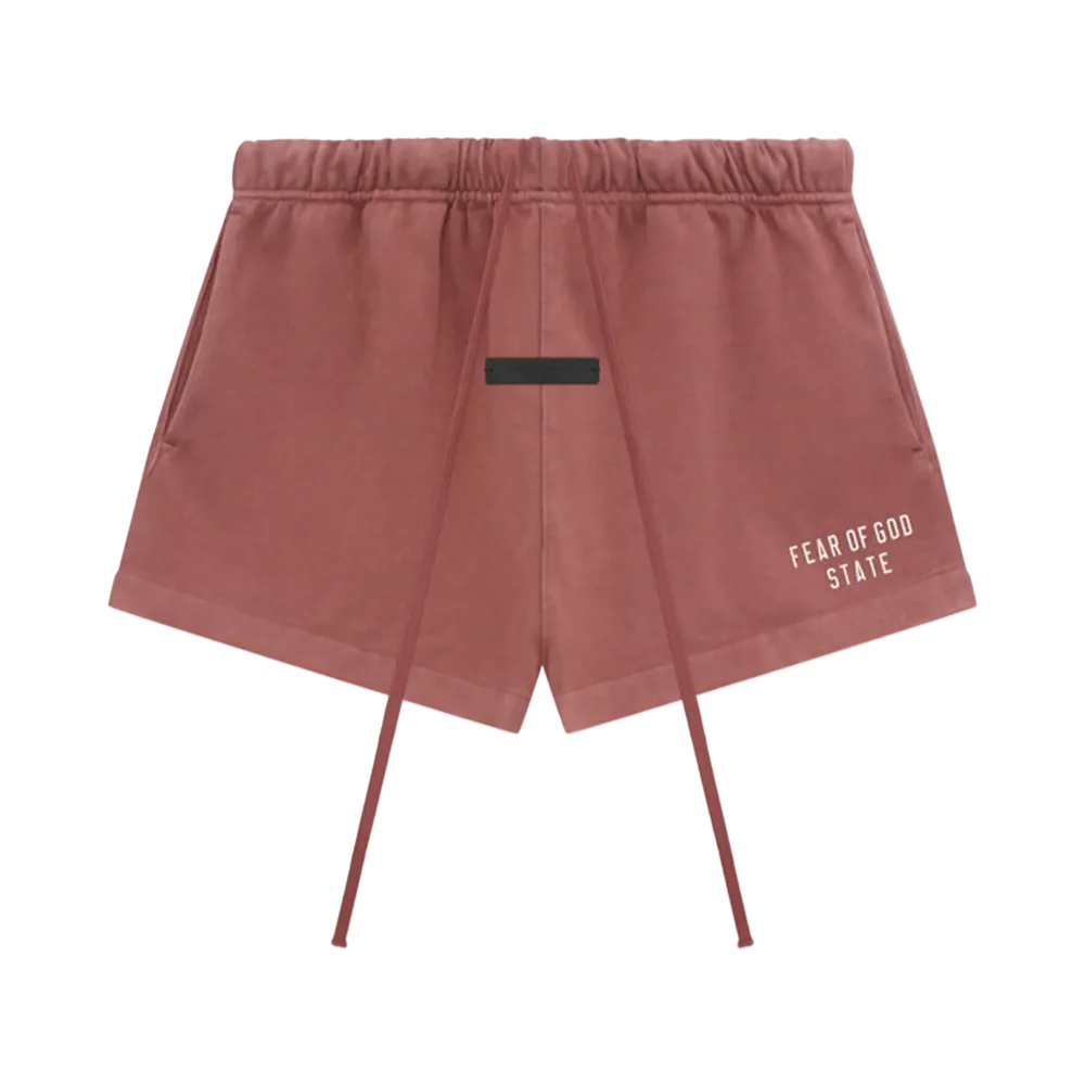 FEAR OF GOD Essentials Womens Heavy Jersey Running Shorts "Crimson"
