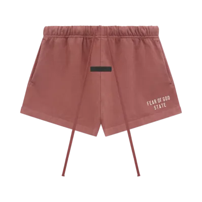 FEAR OF GOD Essentials Womens Heavy Jersey Running Shorts "Crimson"