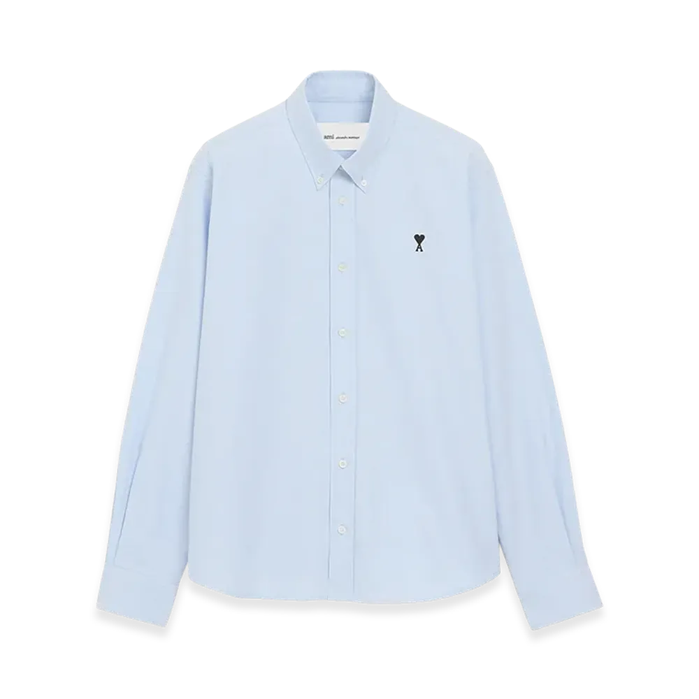 AMI PARIS Cotton Button Down Ami De Coeur Shirt "Blue"