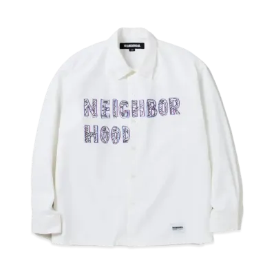 NEIGHBORHOOD Hand Drawing Embroidery Shirt LS "White"