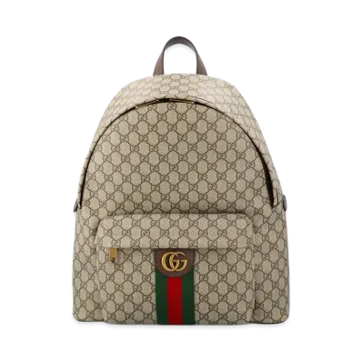 GUCCI Printed Canvas Medium Ophidia Backpack "Neutrals/Brown"