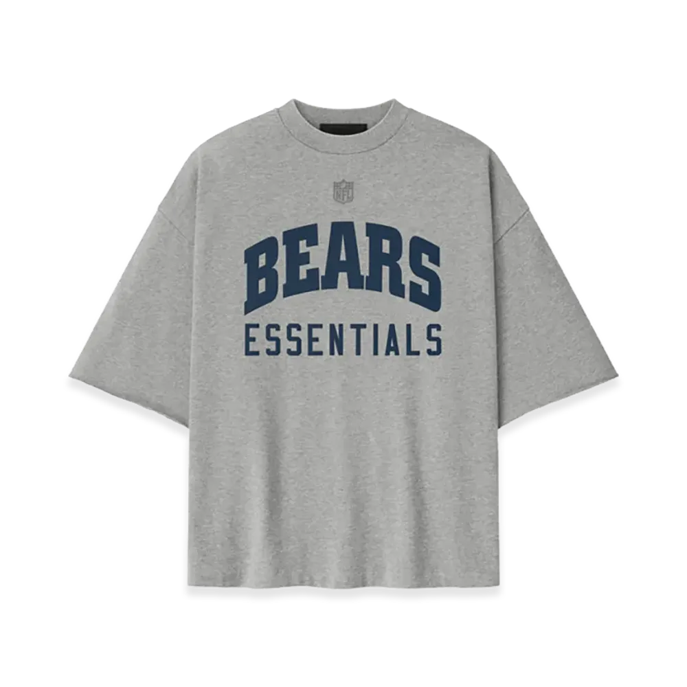 FEAR OF GOD ESSENTIALS Bears 90s 3/4 Sleeve Football Tee "Concrete Heather/Canyon"