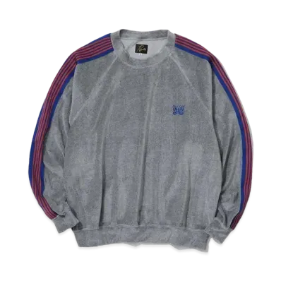 KEBOZ x NEEDLES Velour Track Crew Neck Shir "Gray"