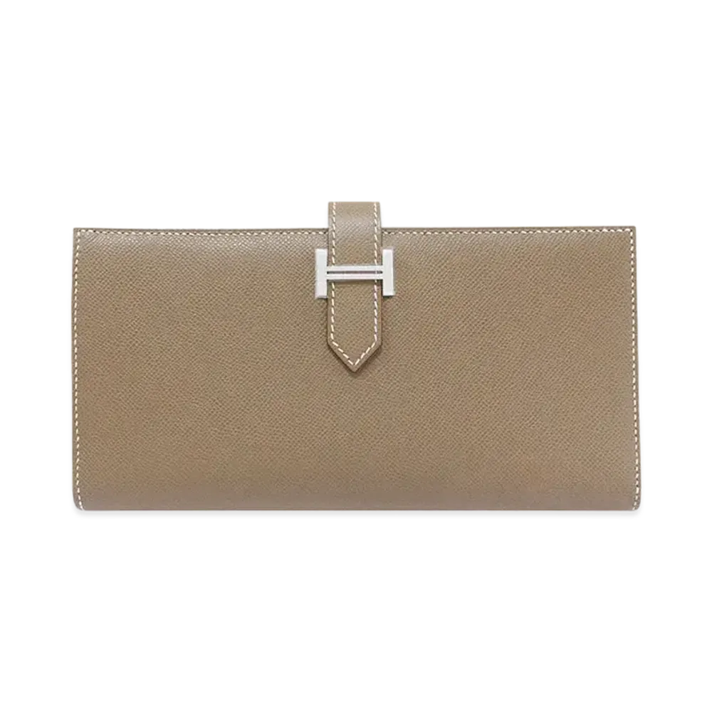 Hermes Bearn Soufflet Veau Madame "Etoupe/Silver"