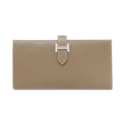 Hermes Bearn Soufflet Veau Madame "Etoupe/Silver"