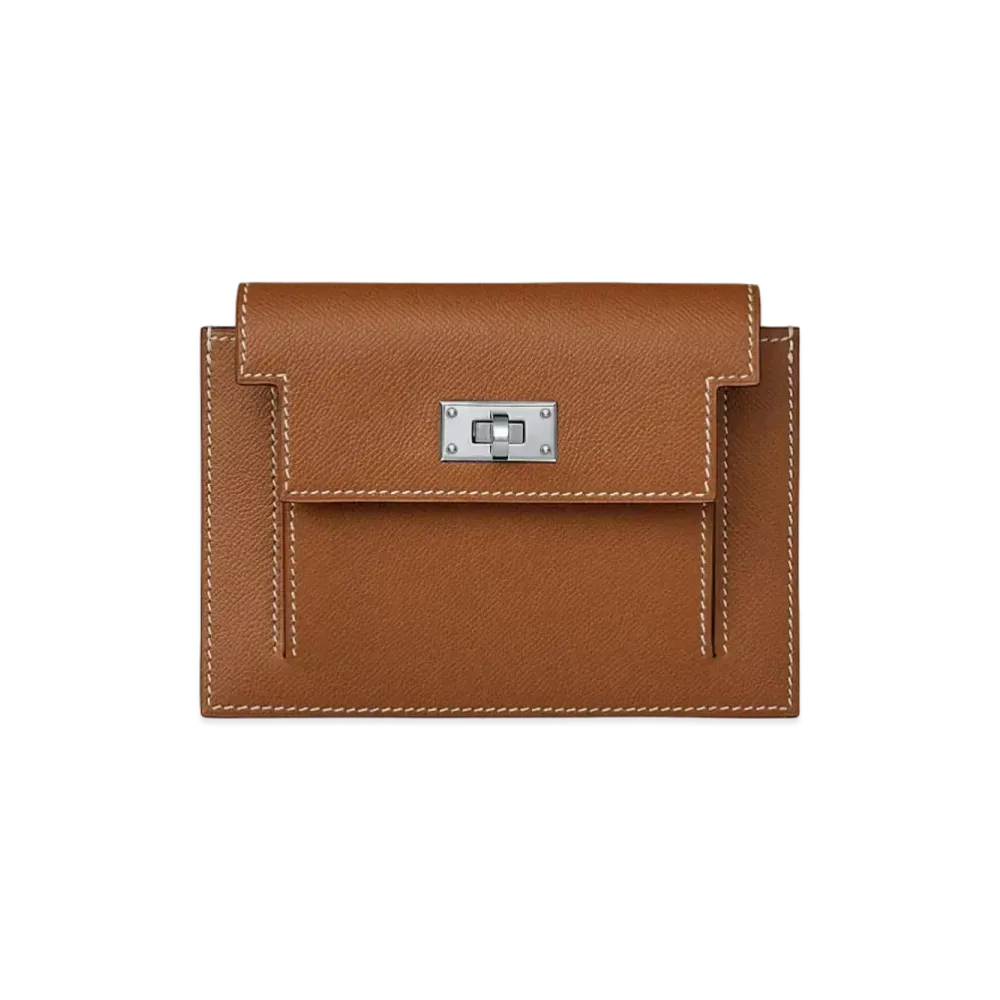 HERMES Epsom Leather Pocket Compact Wallet "Gold"