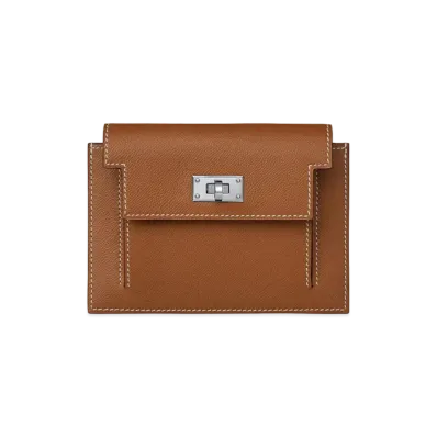 HERMES Epsom Leather Pocket Compact Wallet "Gold"