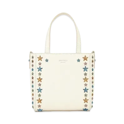Jimmy Choo Mini Pegasi Soft Grainy Calf Leather Mini Tote Bag With Star Studs "Multicolour/Latte"