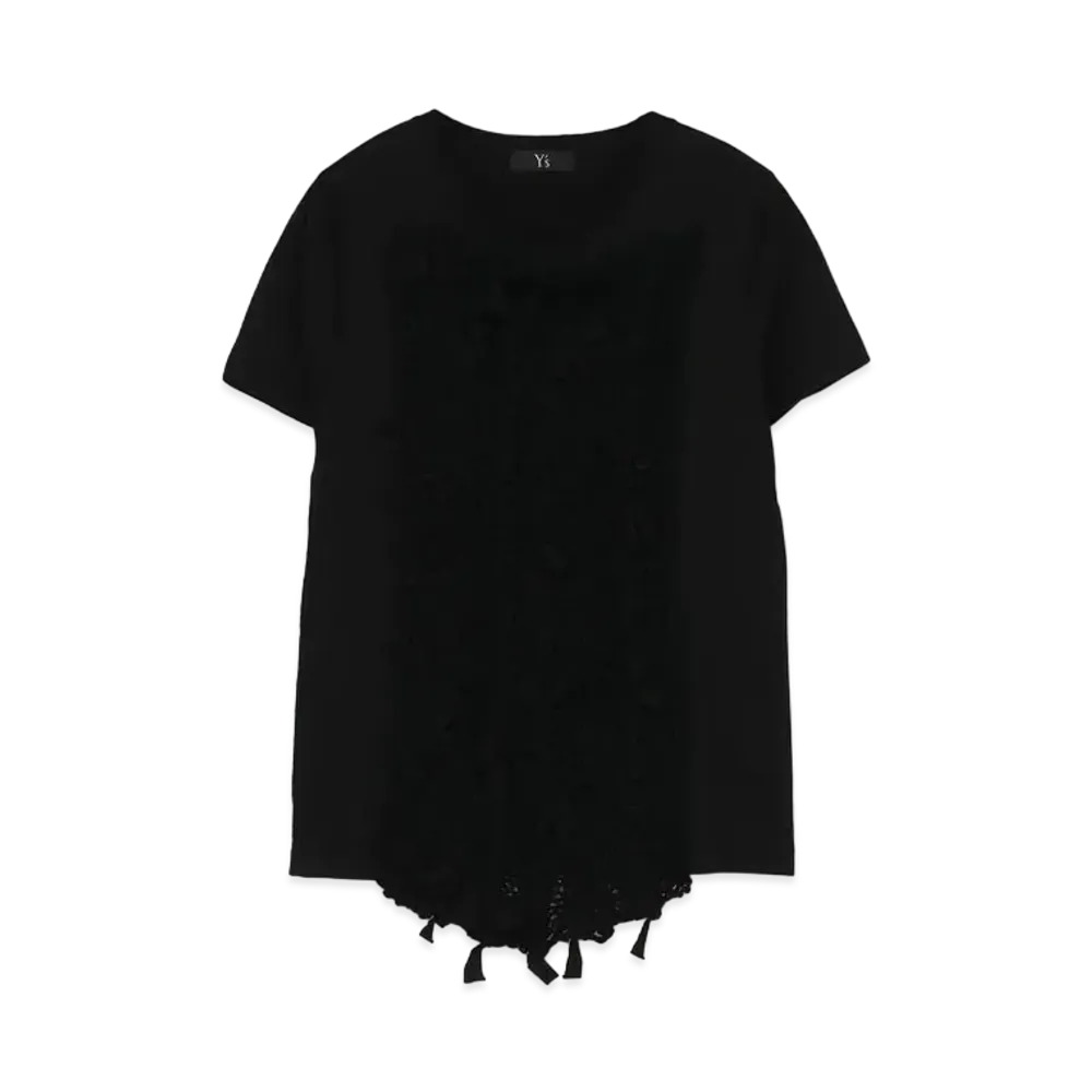 Yohji Yamamoto Y's COTTON PLAIN STITCH SHORT SLEEVE WITH KNIT "Black"