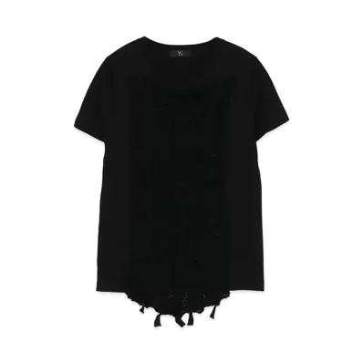 Yohji Yamamoto Y's COTTON PLAIN STITCH SHORT SLEEVE WITH KNIT "Black"