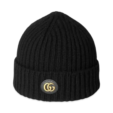 GUCCI Wool Cashmere Hat with Double G "Black"