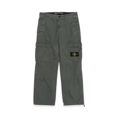 Stone Island 311WA OLD Treatment Brushed Cotton Canvas Cargo Pants - 24SS "Musk Green"
