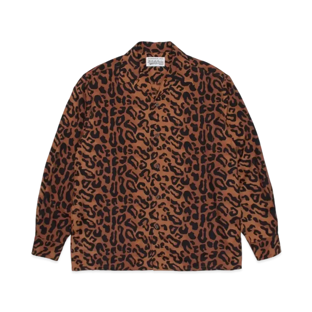 WACKO MARIA Leopard OPEN COLLAR SHIRT "Brown"