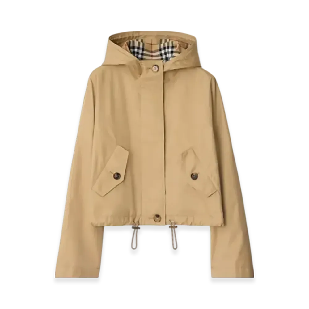 Burberry Short Gabardine Parka "Flax"