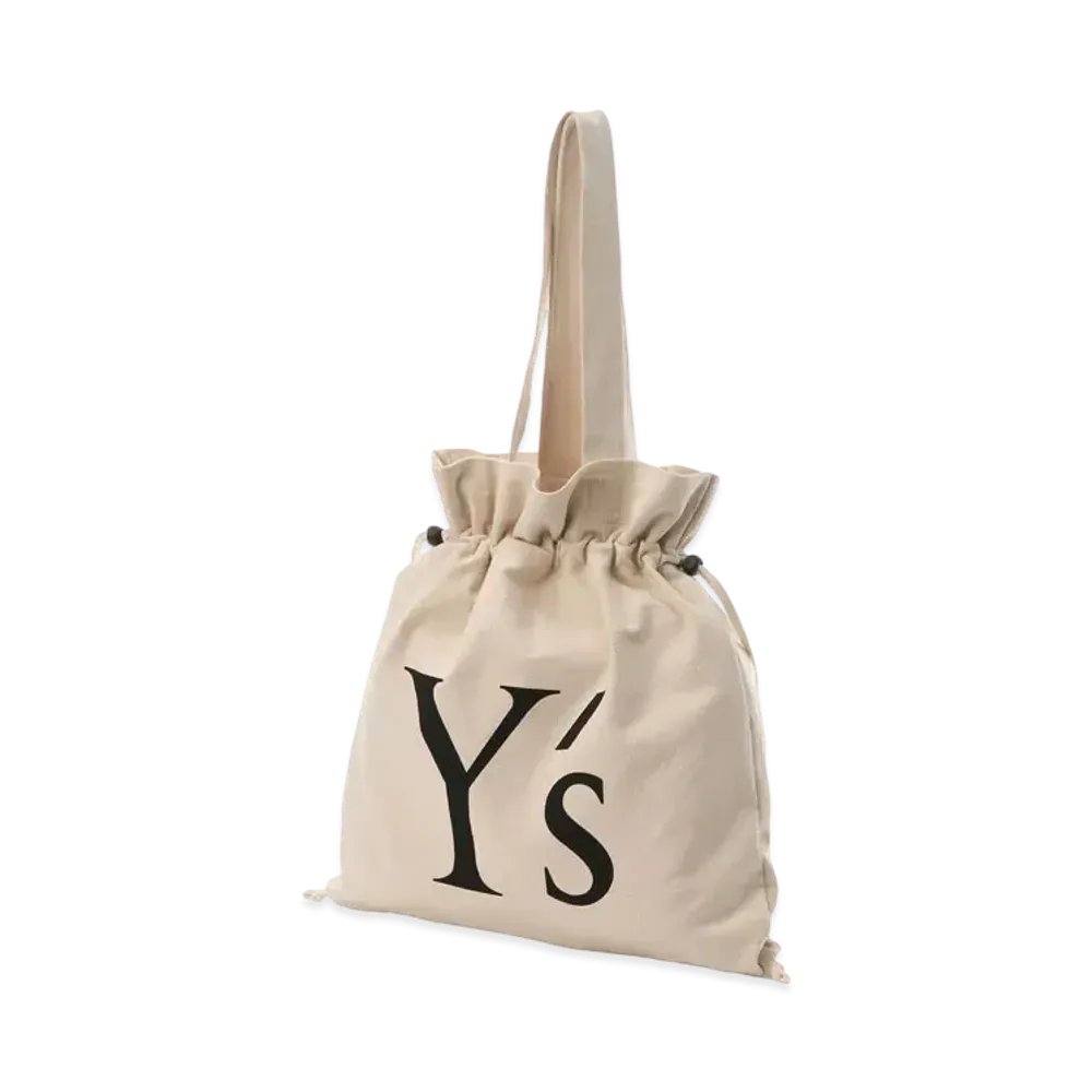 Yohji Yamamoto Y's WASHED CANVAS Y's LOGO DRAWSTRING BAG "Off White"