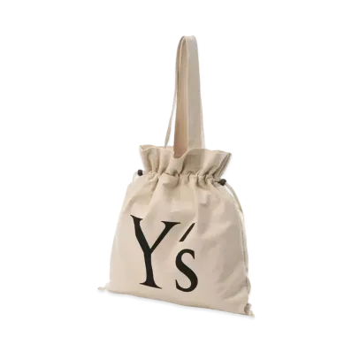 Yohji Yamamoto Y's WASHED CANVAS Y's LOGO DRAWSTRING BAG "Off White"