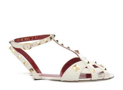 Valentino Garavani Women's Studdy Leather Sandals "White"