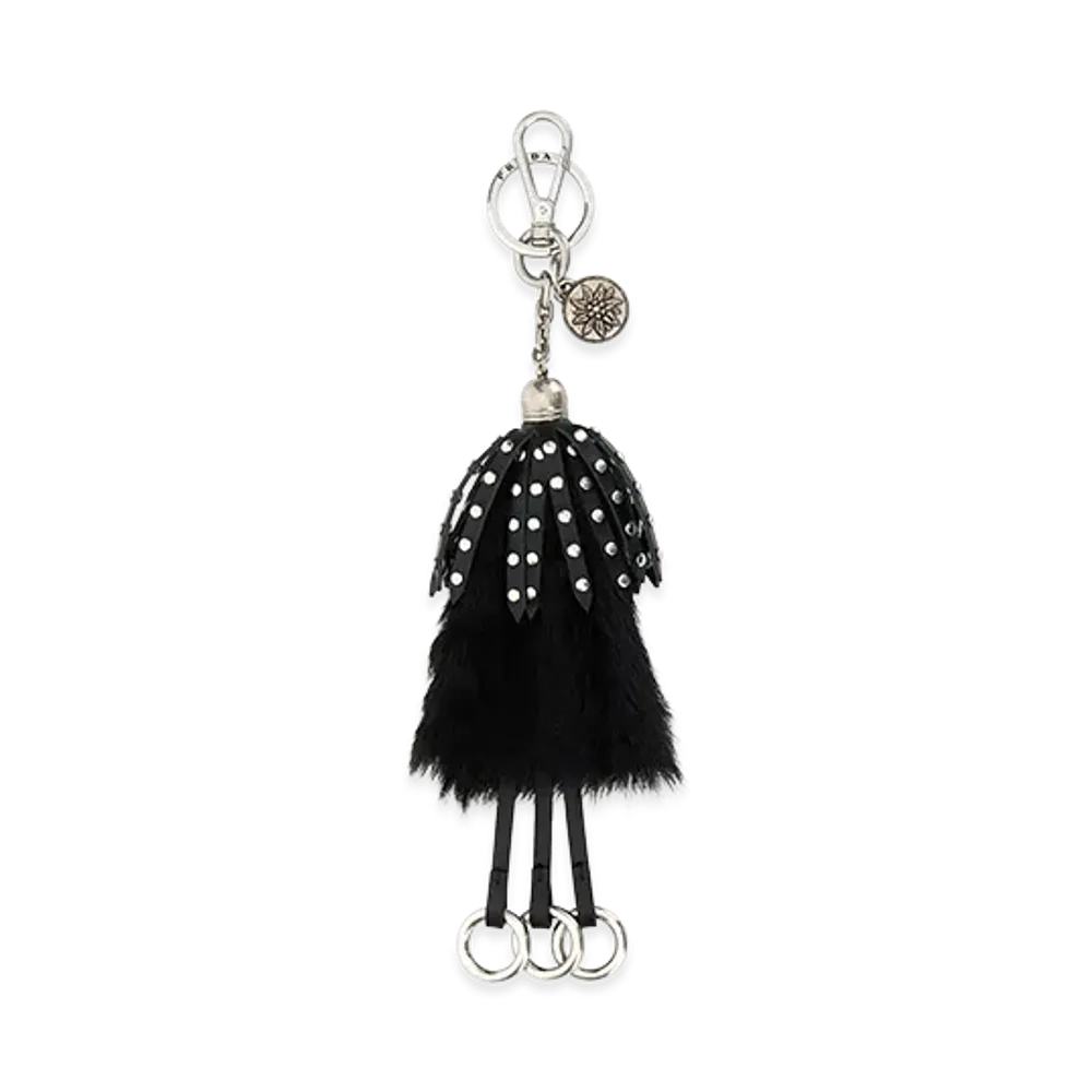 PRADA Women's Calf Hair And Leather Keyring "Black"