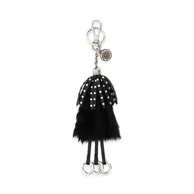 PRADA Women's Calf Hair And Leather Keyring "Black"