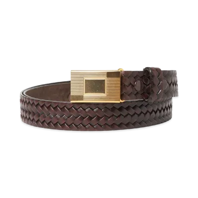 T.T Taiga Takahashi LOT.021 Basketweave Pattern Belt "Mud Dyed Brown"