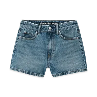 Alexander Wang Denim Shorty High Rise Shorts "Medium Indigo"