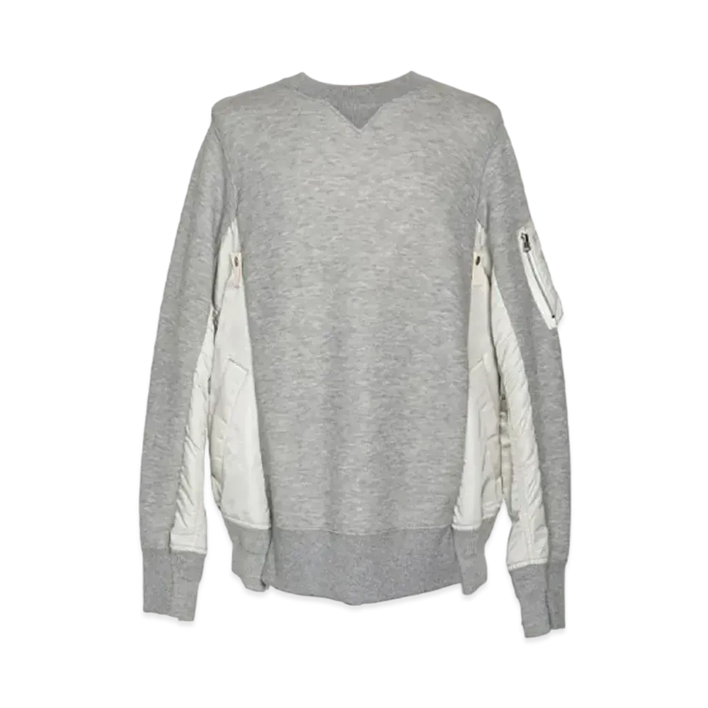 sacai Sponge Sweat x MA-1 Pullover "L/Gray"