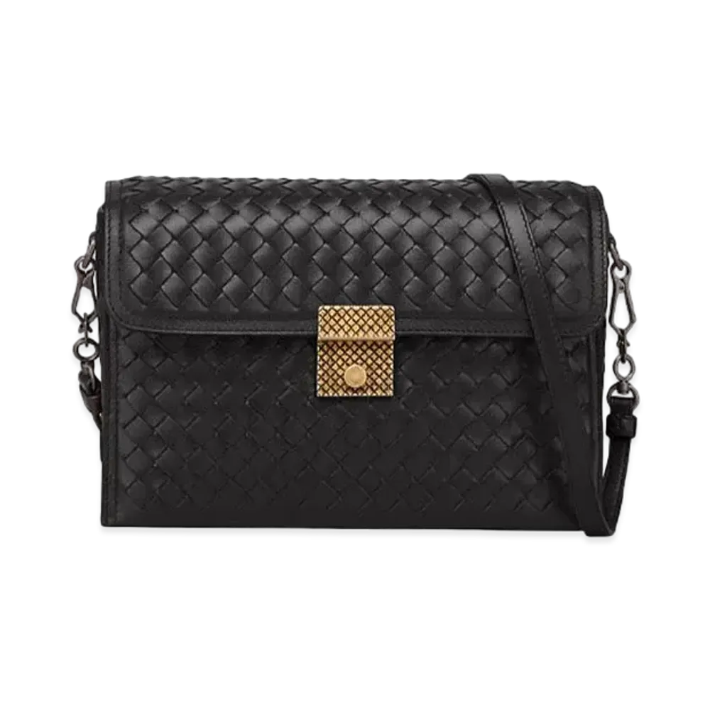 Bottega Veneta Lambskin Shoulder Bag "Black"