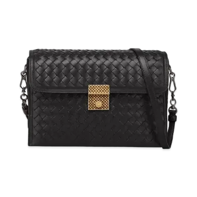 Bottega Veneta Lambskin Shoulder Bag "Black"