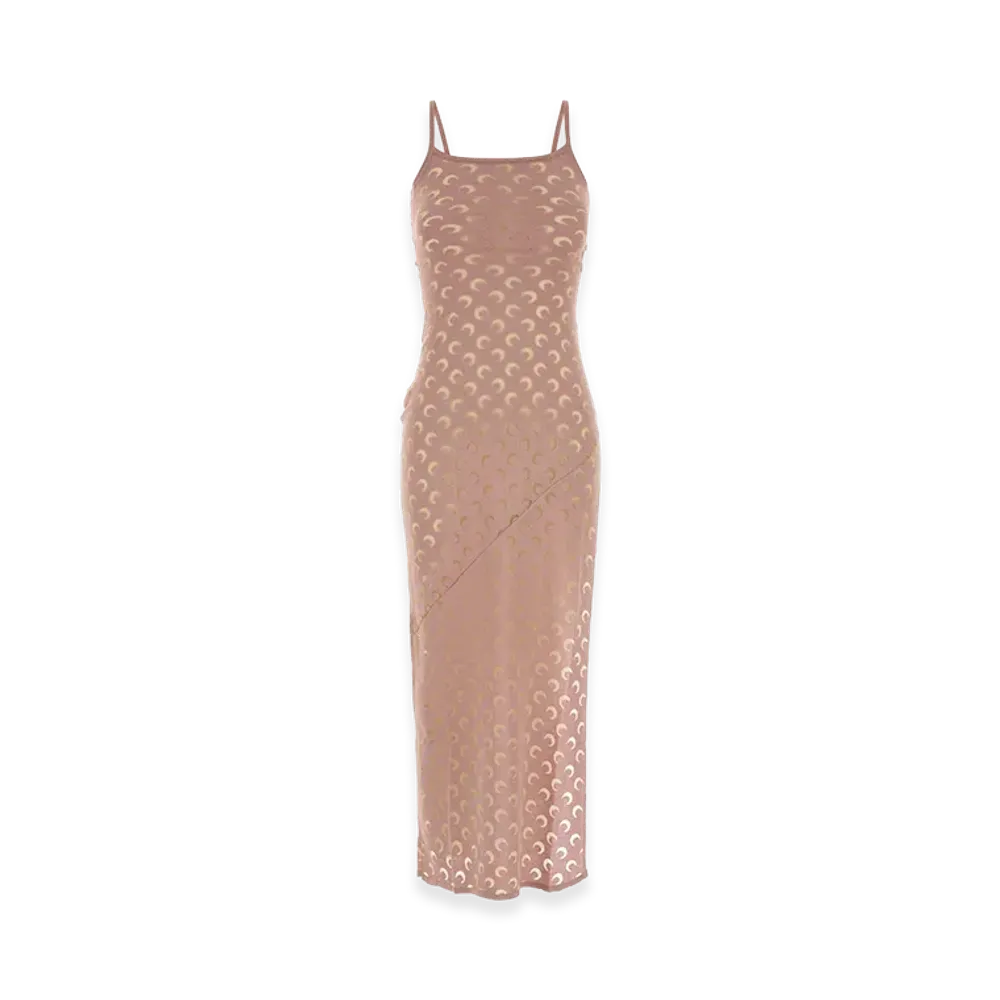 Marine Serre Women's Embroidered Knit Dress "Pink"