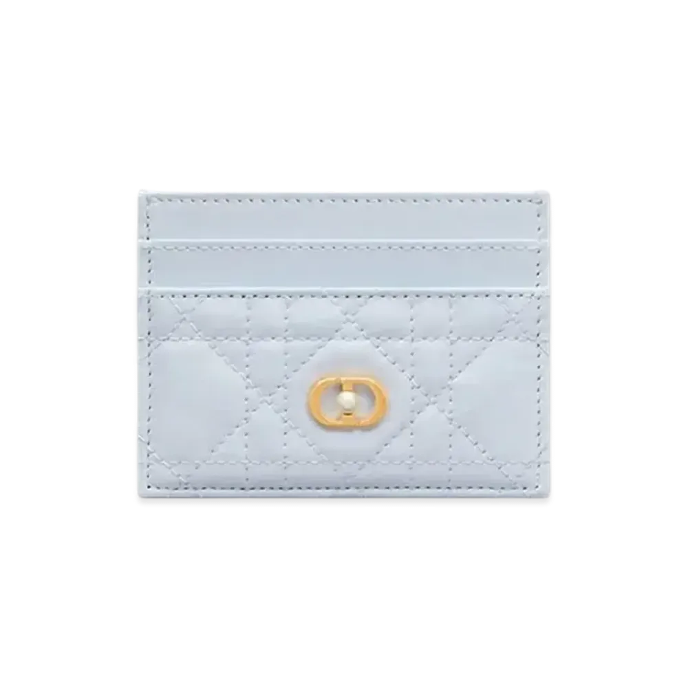 Dior Jolie Freesia Card Holder Cannage Lambskin Japan Exclusive "Shirt Blue"