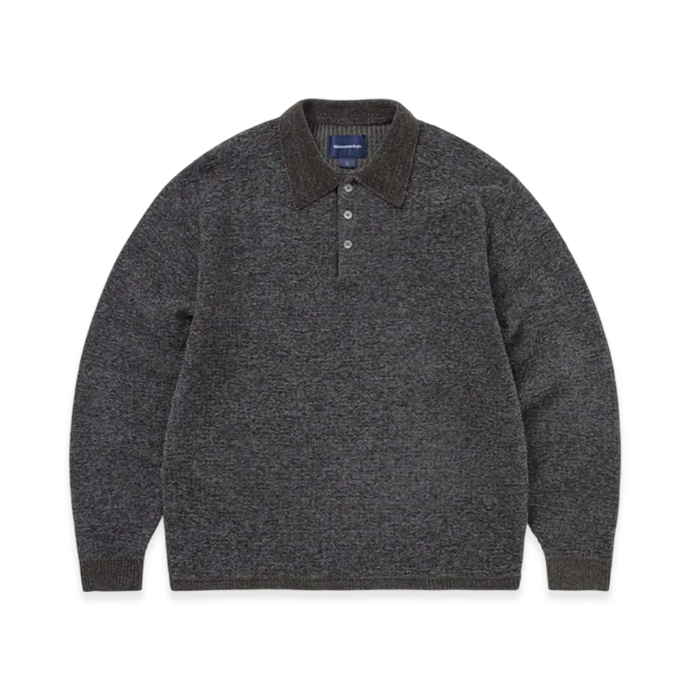 thisisneverthat Velvet Knit Polo "Charcoal"