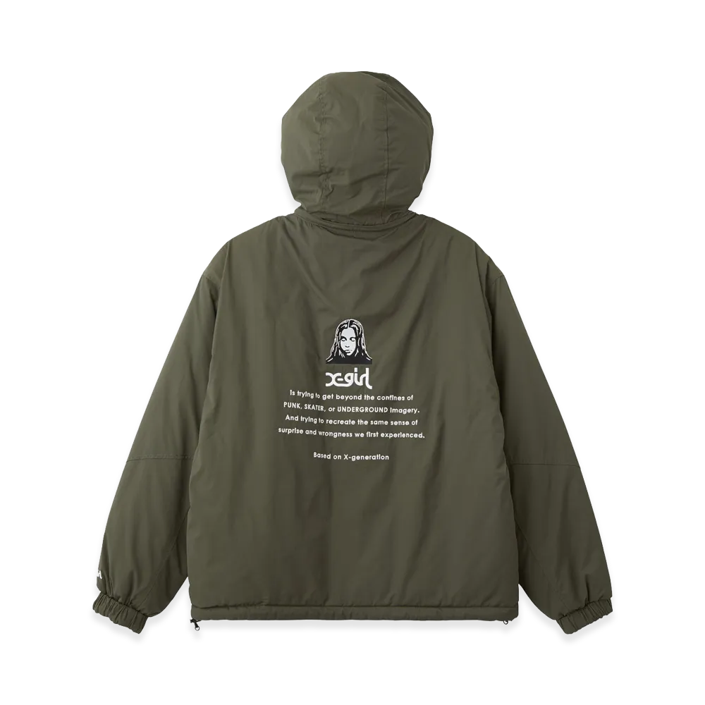 X-Girl Women's Face Embroidered Patch Reversible Jacket "Olive"