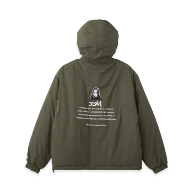 X-Girl Women's Face Embroidered Patch Reversible Jacket "Olive"