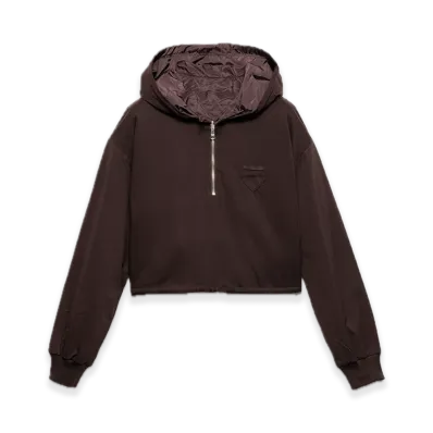 PRADA Reversible Cotton Jersey x Re-Nylon Hoodie "Dark Brown"