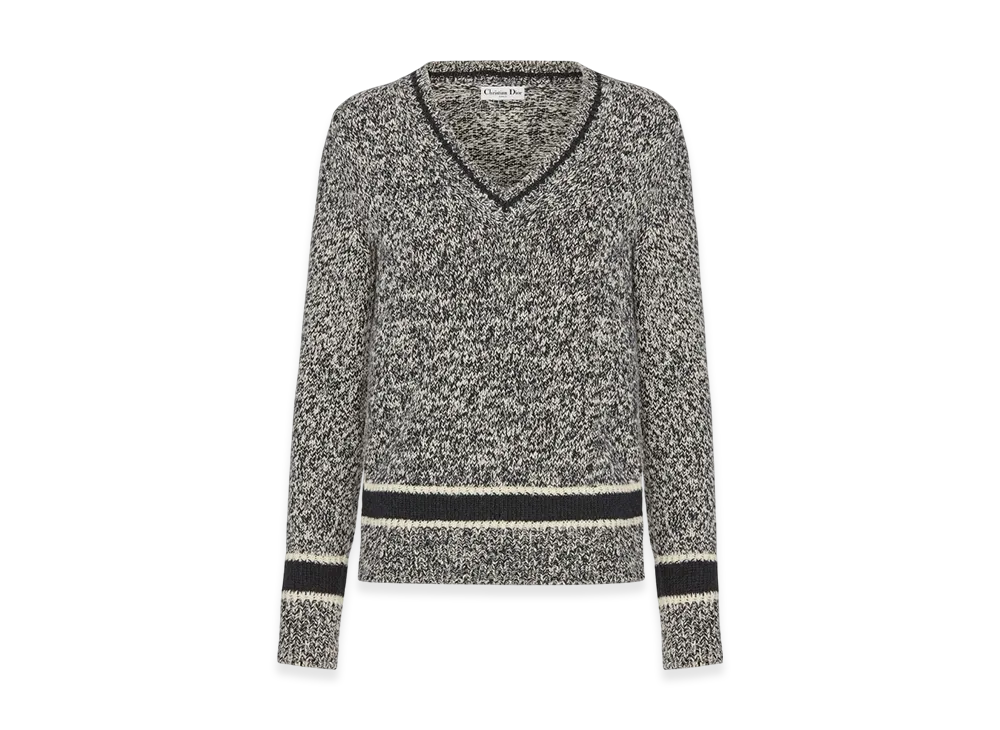 Dior Women's V-Neck Sweater Wool Cashmere Knit "Blue/Gray"