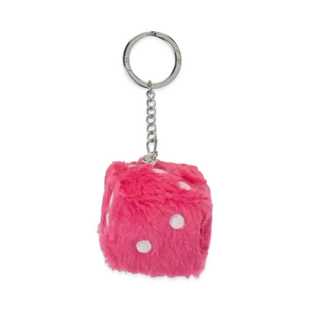 Stussy Fuzzy Dice Keychain "Pink"
